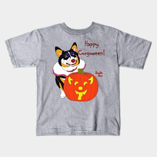 Bookie Boo the Corgi Clown - Happy Corgoween Kids T-Shirt